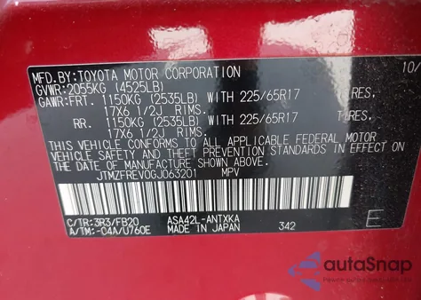 2016 Toyota Rav4 Le z USA, uszkodzony, nr VIN JTMZFREV0GJ063201
